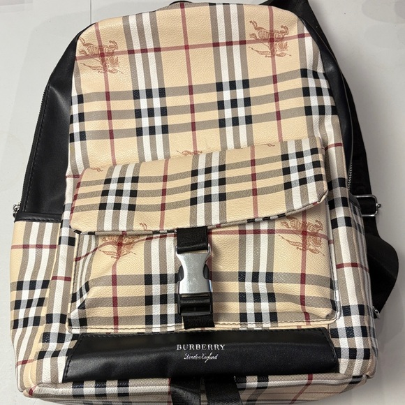 Burberry Beige and Black Plaid Men's Backpack - Picture 1 of 8
